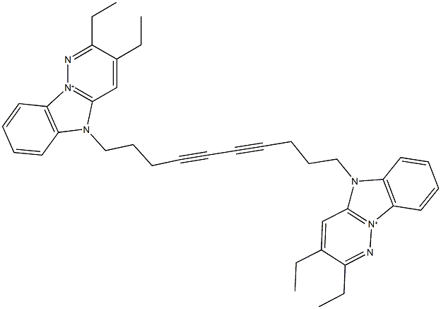 5-[10-(2,3-diethyl-5H-pyridazino[1,6-a]benzimidazol-10-ium-5-yl)-4,6-decadiynyl]-2,3-diethyl-5H-pyridazino[1,6-a]benzimidazol-10-ium Struktur