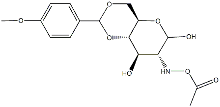 2-[(acetyloxy)amino]-2-deoxy-4,6-O-(4-methoxybenzylidene)hexopyranose Struktur