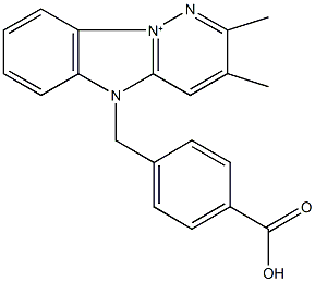 5-(4-carboxybenzyl)-2,3-dimethyl-5H-pyridazino[1,6-a]benzimidazol-10-ium Struktur