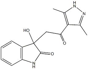 3-[2-(3,5-dimethyl-1H-pyrazol-4-yl)-2-oxoethyl]-3-hydroxy-1,3-dihydro-2H-indol-2-one Struktur