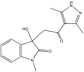 3-[2-(3,5-dimethyl-1H-pyrazol-4-yl)-2-oxoethyl]-3-hydroxy-1-methyl-1,3-dihydro-2H-indol-2-one Struktur