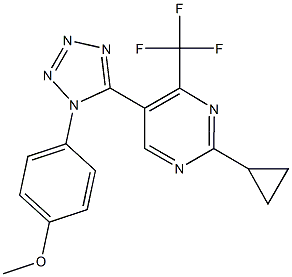 4-{5-[2-cyclopropyl-4-(trifluoromethyl)-5-pyrimidinyl]-1H-tetraazol-1-yl}phenyl methyl ether Struktur