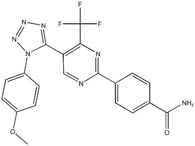 4-[5-[1-(4-methoxyphenyl)-1H-tetraazol-5-yl]-4-(trifluoromethyl)-2-pyrimidinyl]benzamide Struktur