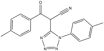 3-(4-methylphenyl)-2-[1-(4-methylphenyl)-1H-tetraazol-5-yl]-3-oxopropanenitrile Struktur