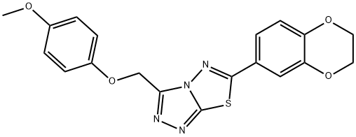 6-(2,3-dihydro-1,4-benzodioxin-6-yl)-3-[(4-methoxyphenoxy)methyl][1,2,4]triazolo[3,4-b][1,3,4]thiadiazole Struktur