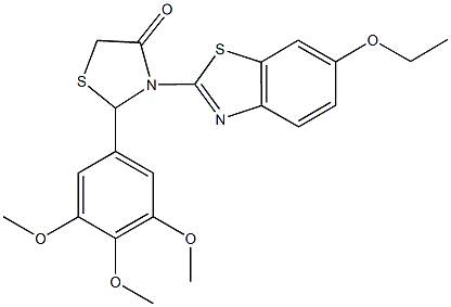 3-(6-ethoxy-1,3-benzothiazol-2-yl)-2-(3,4,5-trimethoxyphenyl)-1,3-thiazolidin-4-one Struktur