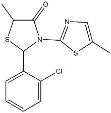 2-(2-chlorophenyl)-5-methyl-3-(5-methyl-1,3-thiazol-2-yl)-1,3-thiazolidin-4-one Struktur