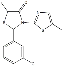 2-(3-chlorophenyl)-5-methyl-3-(5-methyl-1,3-thiazol-2-yl)-1,3-thiazolidin-4-one Struktur