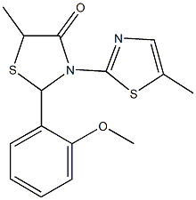 2-(2-methoxyphenyl)-5-methyl-3-(5-methyl-1,3-thiazol-2-yl)-1,3-thiazolidin-4-one Struktur