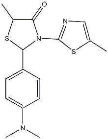 2-[4-(dimethylamino)phenyl]-5-methyl-3-(5-methyl-1,3-thiazol-2-yl)-1,3-thiazolidin-4-one Struktur