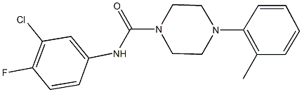 N-(3-chloro-4-fluorophenyl)-4-(2-methylphenyl)-1-piperazinecarboxamide Struktur