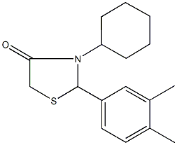 3-cyclohexyl-2-(3,4-dimethylphenyl)-1,3-thiazolidin-4-one Struktur