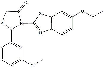 3-(6-ethoxy-1,3-benzothiazol-2-yl)-2-(3-methoxyphenyl)-1,3-thiazolidin-4-one Struktur