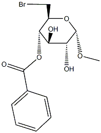 methyl 4-O-benzoyl-6-bromo-6-deoxyhexopyranoside Struktur