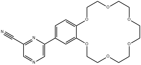 6-(2,3,5,6,8,9,11,12,14,15-decahydro-1,4,7,10,13,16-benzohexaoxacyclooctadecin-18-yl)-2-pyrazinecarbonitrile Struktur