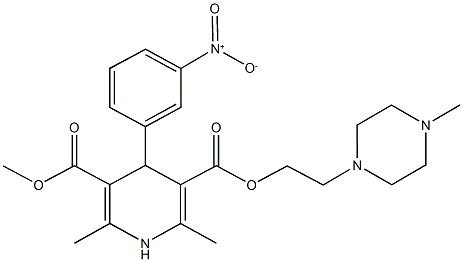 3-methyl 5-[2-(4-methyl-1-piperazinyl)ethyl] 4-{3-nitrophenyl}-2,6-dimethyl-1,4-dihydro-3,5-pyridinedicarboxylate Struktur