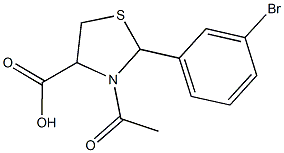 3-acetyl-2-(3-bromophenyl)-1,3-thiazolidine-4-carboxylic acid Struktur