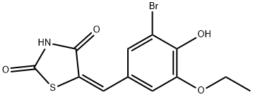 5-(3-bromo-5-ethoxy-4-hydroxybenzylidene)-1,3-thiazolidine-2,4-dione Struktur