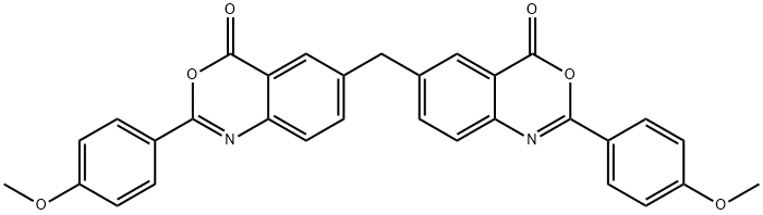 2-(4-methoxyphenyl)-6-{[2-(4-methoxyphenyl)-4-oxo-4H-3,1-benzoxazin-6-yl]methyl}-4H-3,1-benzoxazin-4-one Struktur