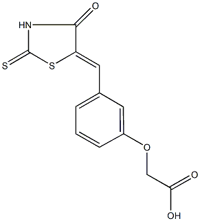 {3-[(4-oxo-2-thioxo-1,3-thiazolidin-5-ylidene)methyl]phenoxy}acetic acid Struktur