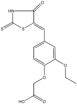 {2-ethoxy-4-[(4-oxo-2-thioxo-1,3-thiazolidin-5-ylidene)methyl]phenoxy}acetic acid Struktur