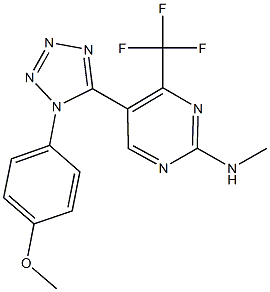 5-[1-(4-methoxyphenyl)-1H-tetraazol-5-yl]-N-methyl-4-(trifluoromethyl)-2-pyrimidinamine Struktur