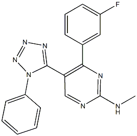 N-[4-(3-fluorophenyl)-5-(1-phenyl-1H-tetraazol-5-yl)-2-pyrimidinyl]-N-methylamine Struktur