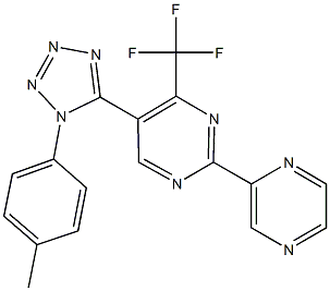 5-[1-(4-methylphenyl)-1H-tetraazol-5-yl]-2-(2-pyrazinyl)-4-(trifluoromethyl)pyrimidine Struktur