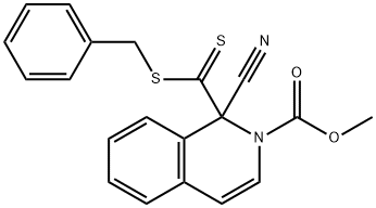 methyl 1-[(benzylsulfanyl)carbothioyl]-1-cyano-2(1H)-isoquinolinecarboxylate Struktur