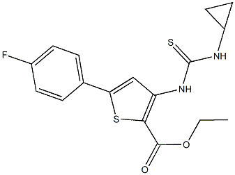 ethyl 3-{[(cyclopropylamino)carbothioyl]amino}-5-(4-fluorophenyl)-2-thiophenecarboxylate Struktur