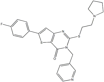 6-(4-fluorophenyl)-3-(3-pyridinylmethyl)-2-{[2-(1-pyrrolidinyl)ethyl]sulfanyl}thieno[3,2-d]pyrimidin-4(3H)-one Struktur