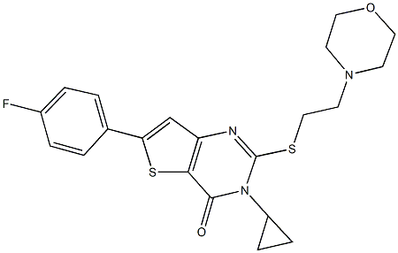 3-cyclopropyl-6-(4-fluorophenyl)-2-{[2-(4-morpholinyl)ethyl]sulfanyl}thieno[3,2-d]pyrimidin-4(3H)-one Struktur