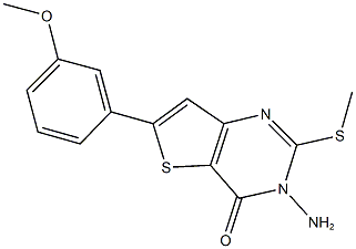 3-amino-6-(3-methoxyphenyl)-2-(methylsulfanyl)thieno[3,2-d]pyrimidin-4(3H)-one Struktur