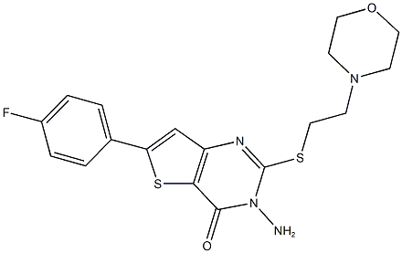 3-amino-6-(4-fluorophenyl)-2-{[2-(4-morpholinyl)ethyl]sulfanyl}thieno[3,2-d]pyrimidin-4(3H)-one Struktur