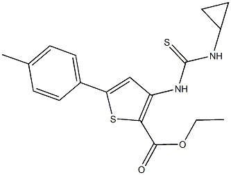 ethyl 3-{[(cyclopropylamino)carbothioyl]amino}-5-(4-methylphenyl)-2-thiophenecarboxylate Struktur