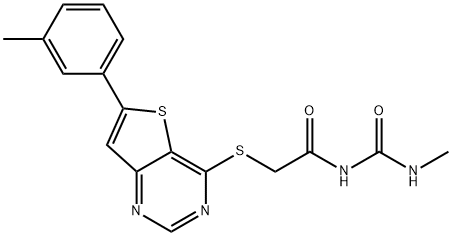 N-methyl-N'-({[6-(3-methylphenyl)thieno[3,2-d]pyrimidin-4-yl]sulfanyl}acetyl)urea Struktur