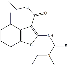 ethyl 2-({[ethyl(methyl)amino]carbothioyl}amino)-4-methyl-4,5,6,7-tetrahydro-1-benzothiophene-3-carboxylate Struktur