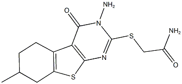 2-[(3-amino-7-methyl-4-oxo-3,4,5,6,7,8-hexahydro[1]benzothieno[2,3-d]pyrimidin-2-yl)sulfanyl]acetamide Struktur