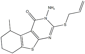 2-(allylsulfanyl)-3-amino-5-methyl-5,6,7,8-tetrahydro[1]benzothieno[2,3-d]pyrimidin-4(3H)-one Struktur