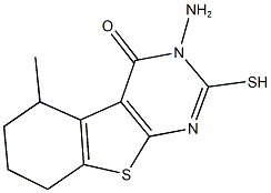 3-amino-5-methyl-2-sulfanyl-5,6,7,8-tetrahydro[1]benzothieno[2,3-d]pyrimidin-4(3H)-one Struktur