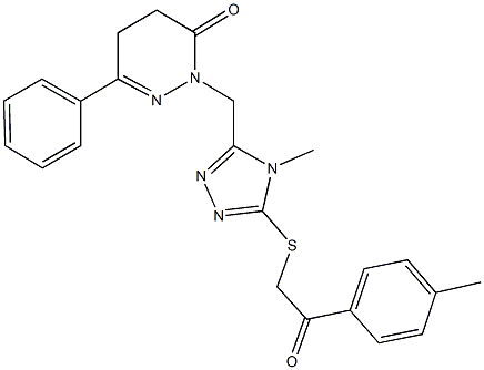 2-[(4-methyl-5-{[2-(4-methylphenyl)-2-oxoethyl]sulfanyl}-4H-1,2,4-triazol-3-yl)methyl]-6-phenyl-4,5-dihydro-3(2H)-pyridazinone Struktur