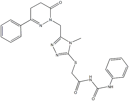 N-[({4-methyl-5-[(6-oxo-3-phenyl-5,6-dihydro-1(4H)-pyridazinyl)methyl]-4H-1,2,4-triazol-3-yl}sulfanyl)acetyl]-N'-phenylurea Struktur