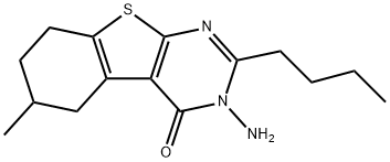 3-amino-2-butyl-6-methyl-5,6,7,8-tetrahydro[1]benzothieno[2,3-d]pyrimidin-4(3H)-one Struktur