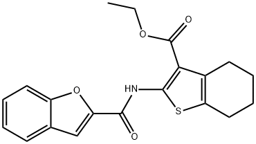 ethyl 2-[(1-benzofuran-2-ylcarbonyl)amino]-4,5,6,7-tetrahydro-1-benzothiophene-3-carboxylate Struktur