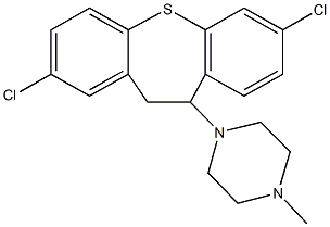 1-(2,7-dichloro-10,11-dihydrodibenzo[b,f]thiepin-10-yl)-4-methylpiperazine Struktur