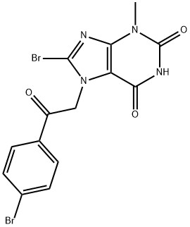 8-bromo-7-[2-(4-bromophenyl)-2-oxoethyl]-3-methyl-3,7-dihydro-1H-purine-2,6-dione Struktur