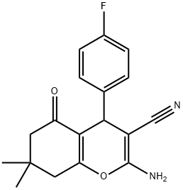 2-amino-4-(4-fluorophenyl)-7,7-dimethyl-5-oxo-5,6,7,8-tetrahydro-4H-chromene-3-carbonitrile Struktur