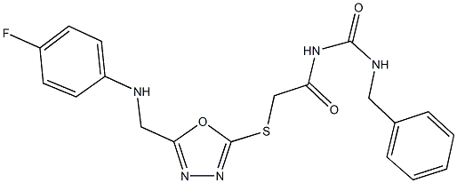 N-benzyl-N'-[({5-[(4-fluoroanilino)methyl]-1,3,4-oxadiazol-2-yl}sulfanyl)acetyl]urea Struktur