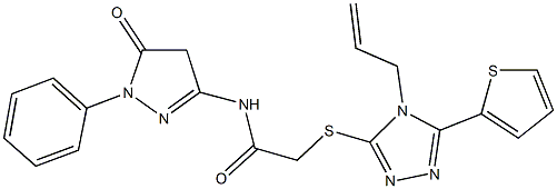 2-{[4-allyl-5-(2-thienyl)-4H-1,2,4-triazol-3-yl]sulfanyl}-N-(5-oxo-1-phenyl-4,5-dihydro-1H-pyrazol-3-yl)acetamide Struktur