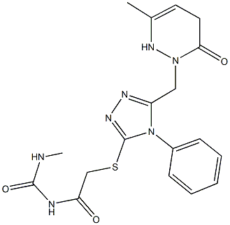 N-methyl-N'-[({5-[(3-methyl-6-oxo-5,6-dihydro-1(2H)-pyridazinyl)methyl]-4-phenyl-4H-1,2,4-triazol-3-yl}sulfanyl)acetyl]urea Struktur